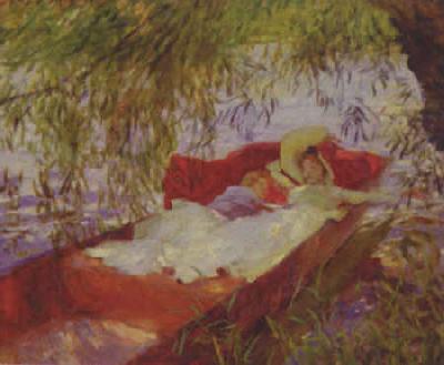 John Singer Sargent Two Women Asleep in a Punt under the Willows Sweden oil painting art